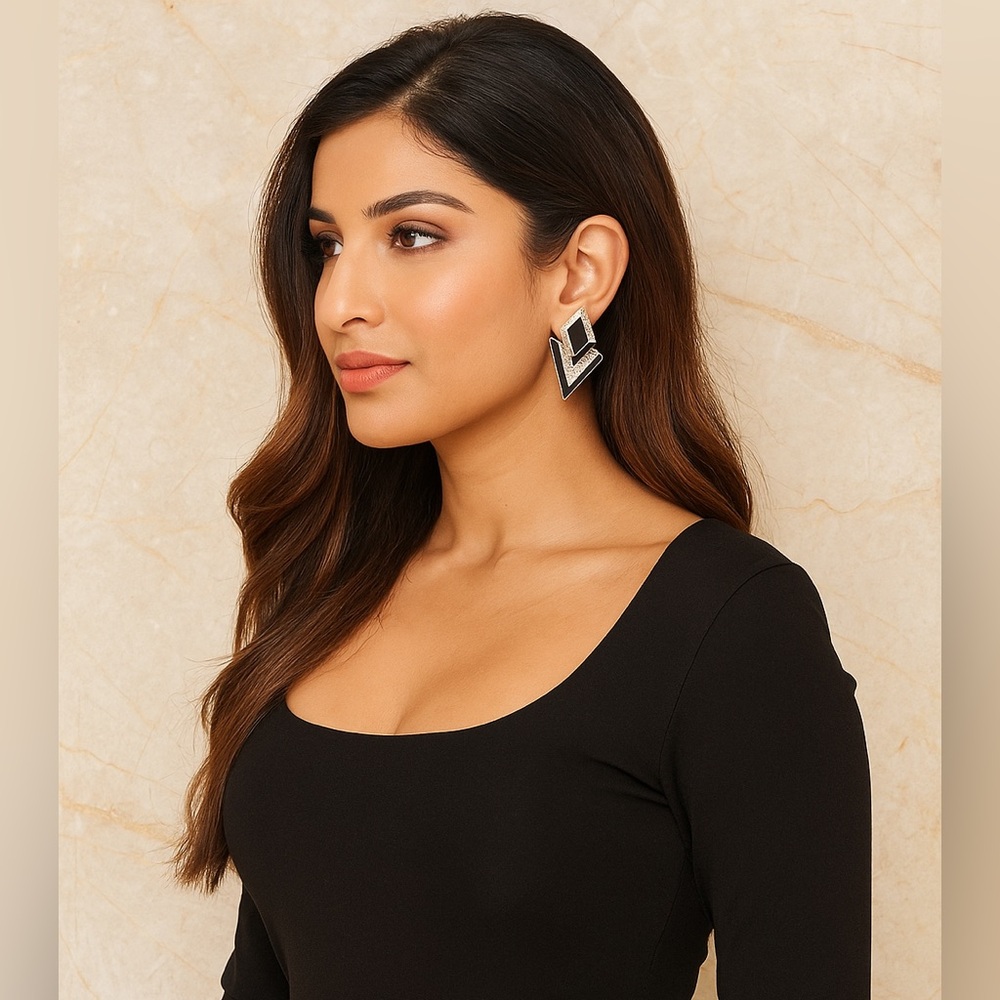 Chic Black and Gold Statement Earrings